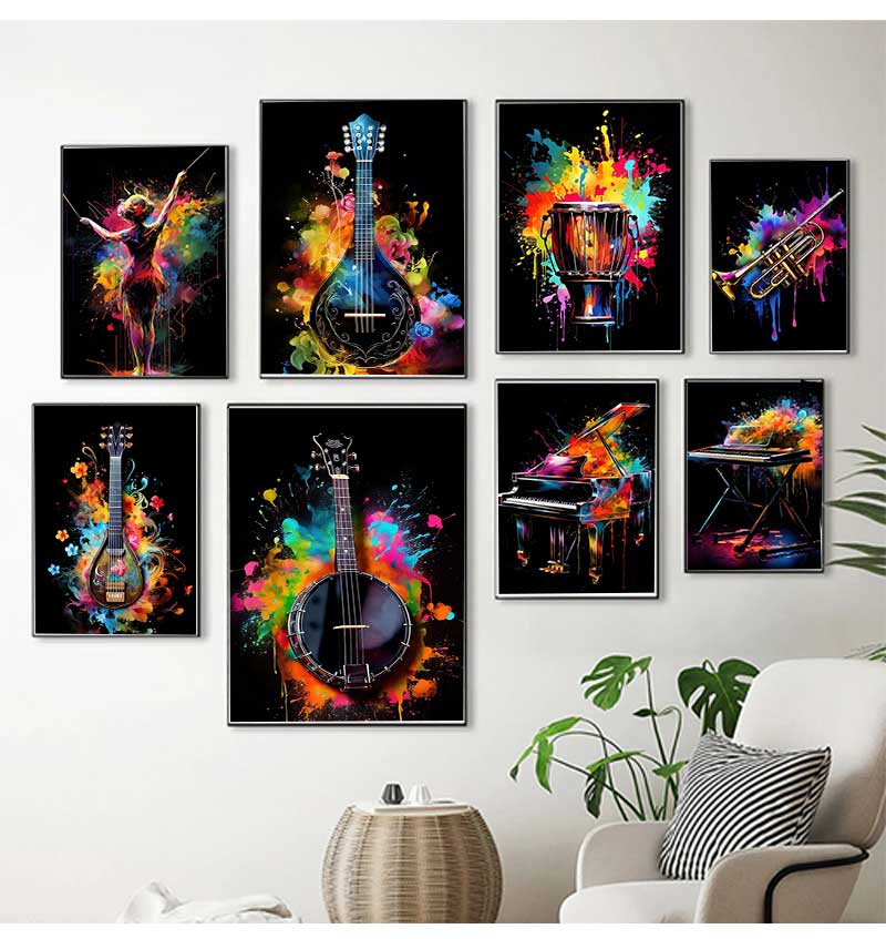 Picture Of Musical Instrument - Classic Fashion Instruments Piano Guitar Music