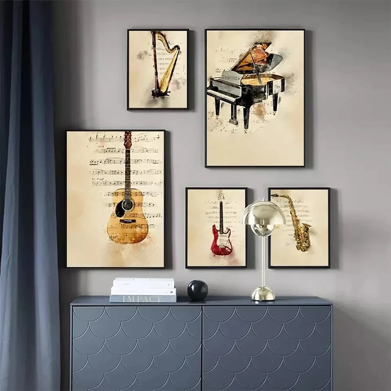 Picture Of Musical Instrument - Musical Instrument Piano Guitar Vintage Style