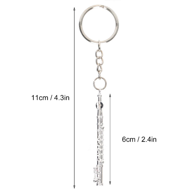 Musical Instrument Jewelry - Flute Keychain Metal Key Ring Gift