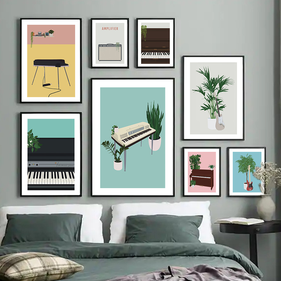 Picture Of Musical Instrument - Musical instrument illustration Wall Art Mural