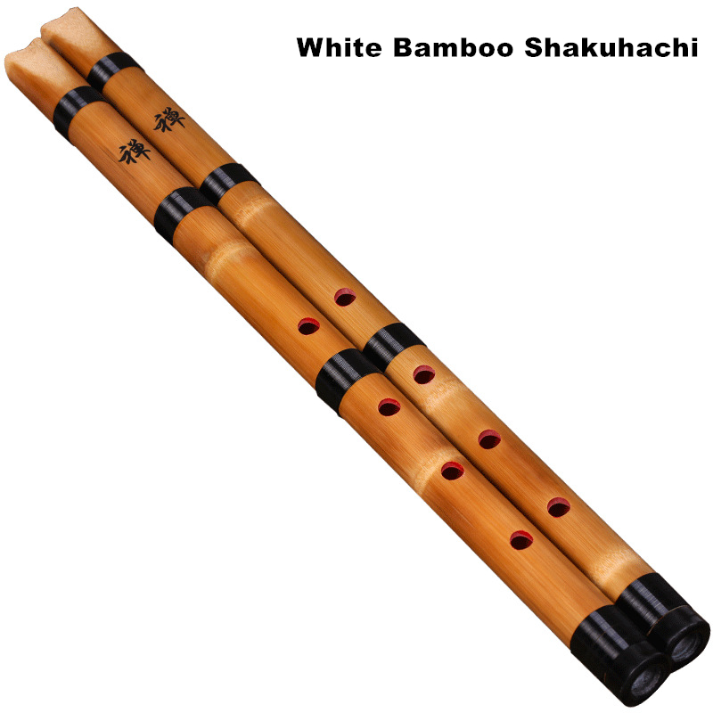 Musical Instrument In Japanese - Handmade Natural White Bamboo Shakuhachi Chiba