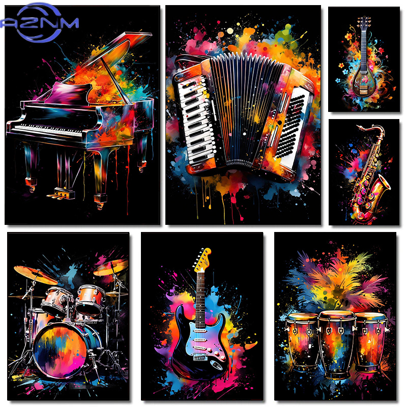 Picture Of Musical Instrument - Classic Fashion Instruments Piano Guitar Music