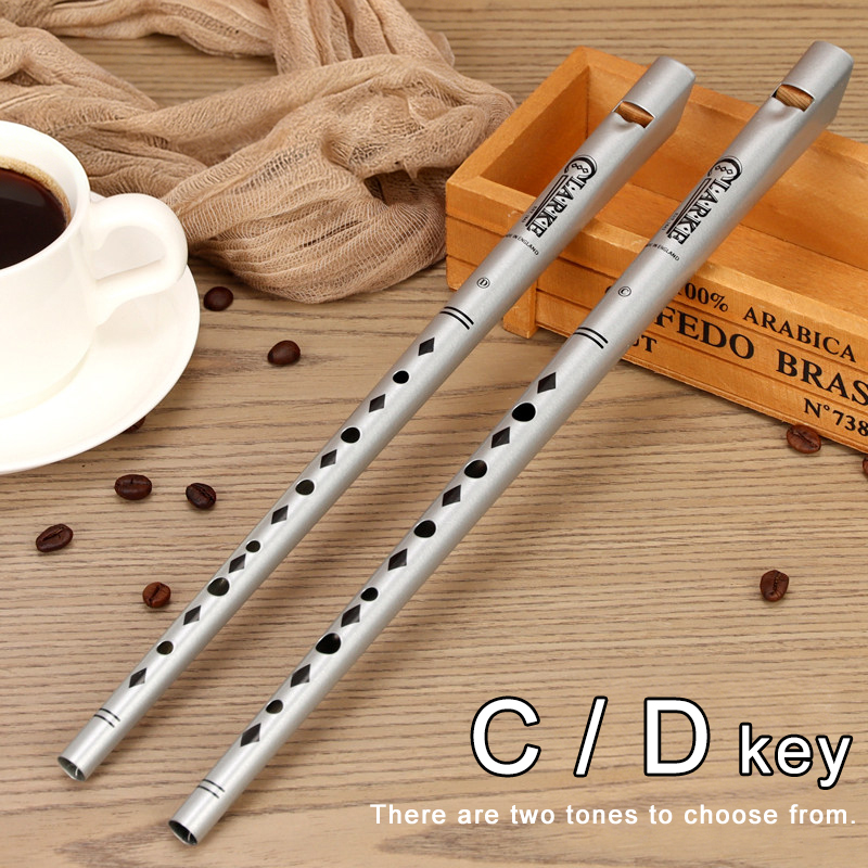 Tin Whistle Flute - Traditional Clarke Flute Silver C/D Key