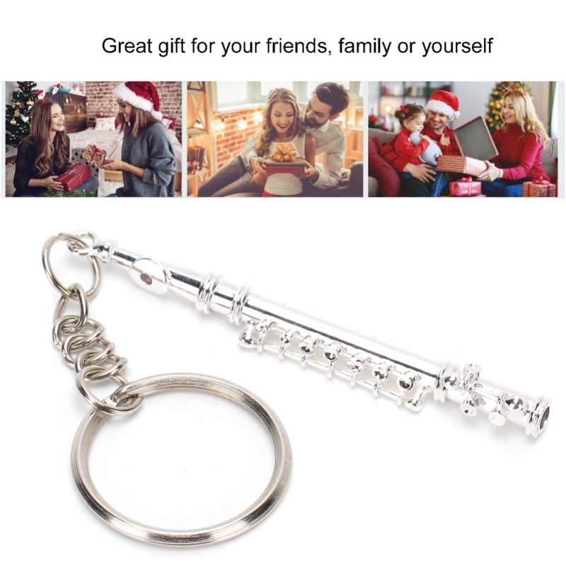 Flute Keychain Metal Key Ring  - Musical Instrument Jewelry recension och pris
