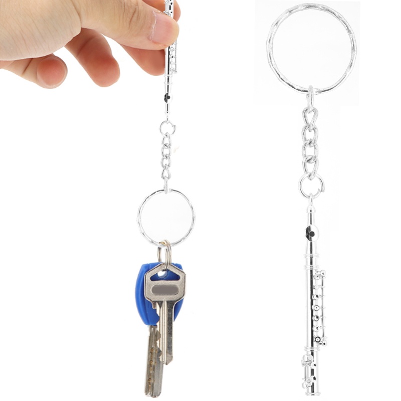 Flute Keychain Metal Key Ring  - Musical Instrument Jewelry recension och pris