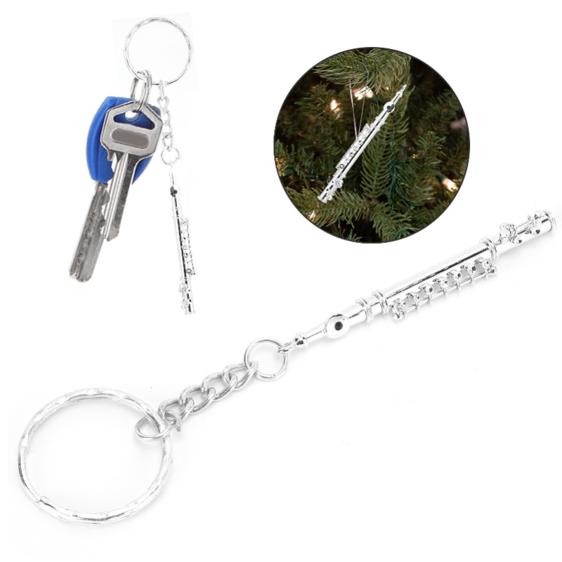 Flute Keychain Metal Key Ring  - Musical Instrument Jewelry recension och pris