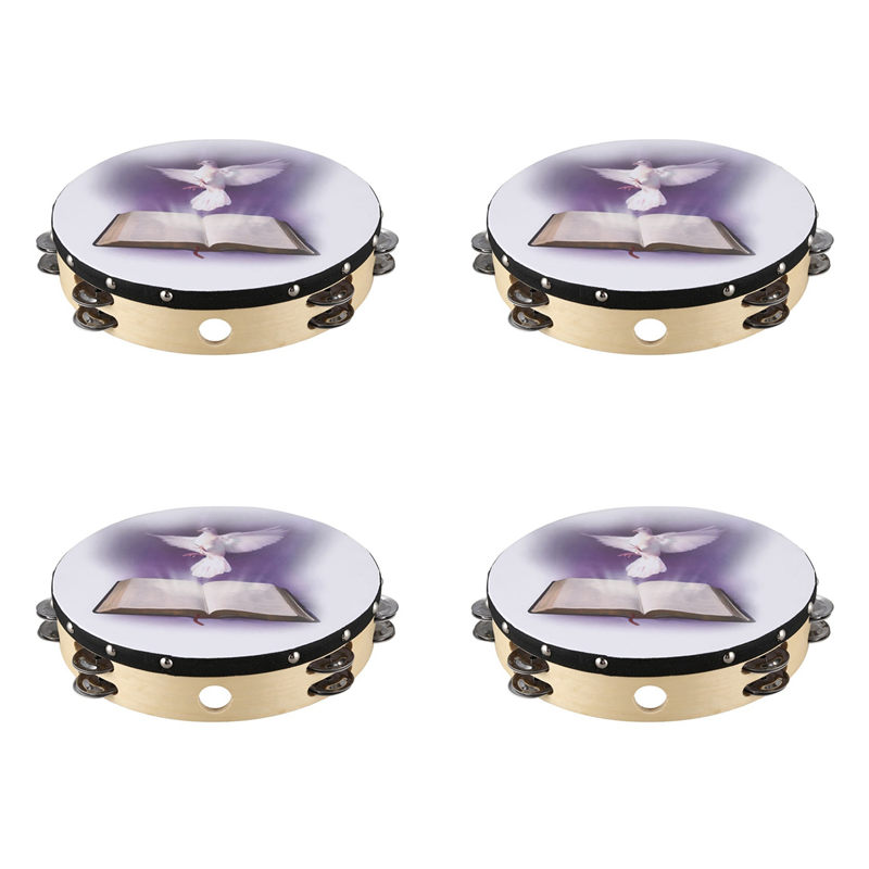 4Pcs 10 Inch Wooden Tambourine - Musical Instrument Tambourine recension och pris