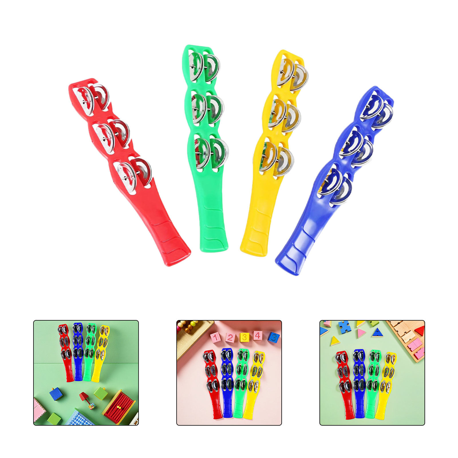 4Pcs Jingle Sticks Plastic Col - Musical Instrument Tambourine recension och pris