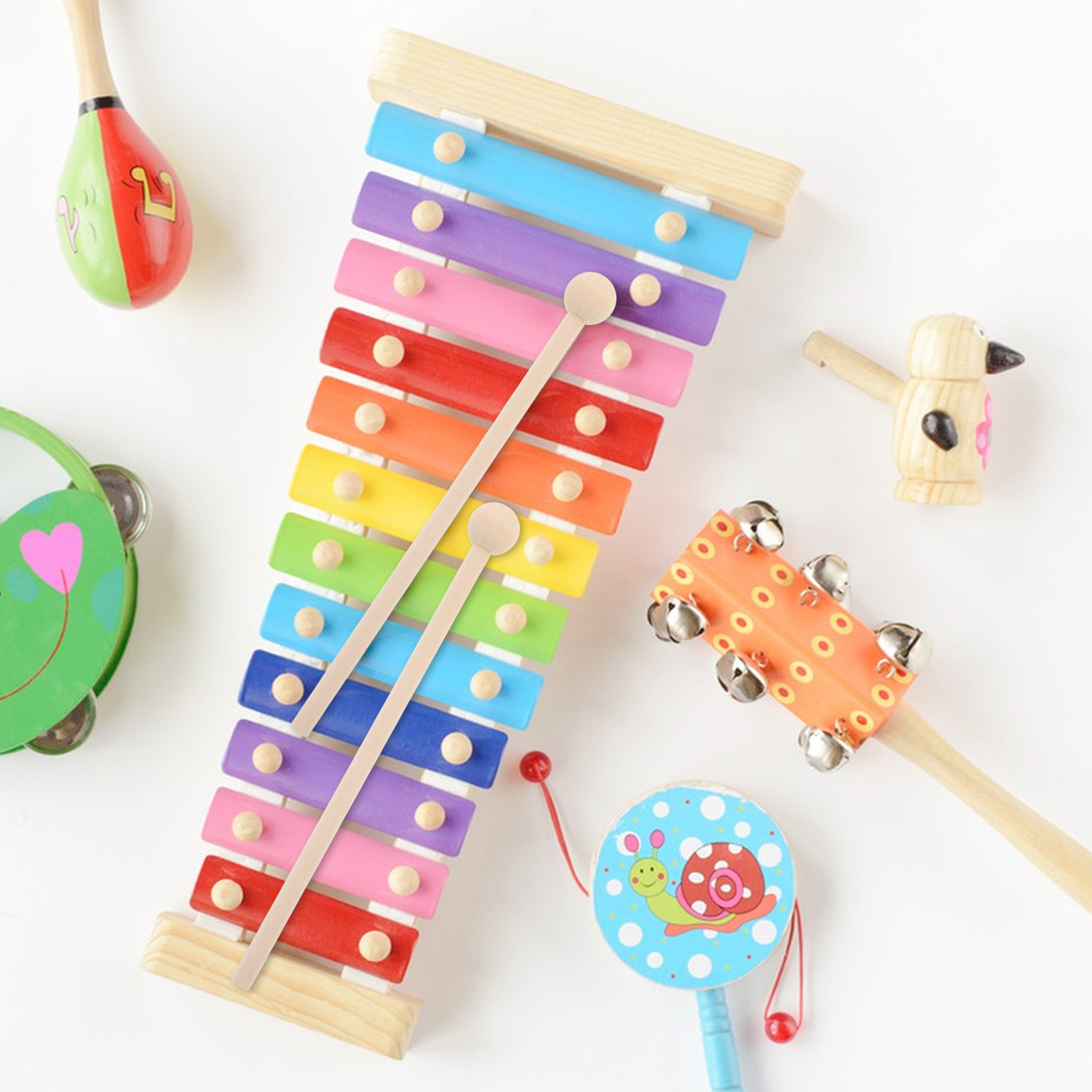 10Pcs Child-Sized Wooden Malle - Musical Instrument Mallet recension och pris