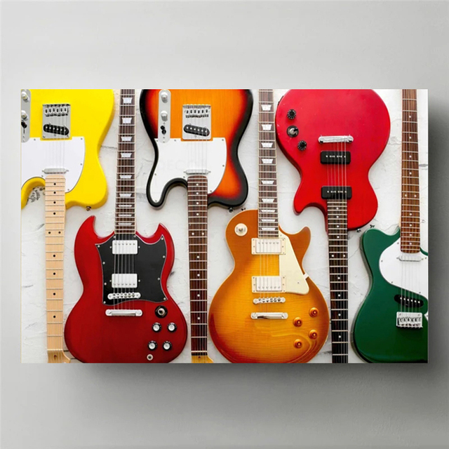 Vintage Rock Music Guitar Canv - Picture Of Musical Instrument recension och pris